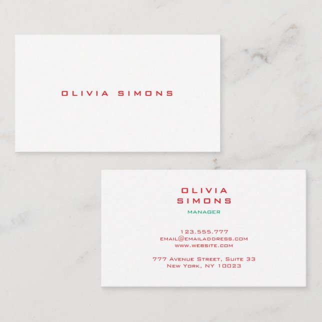 Minimalist Business Cards Visitkort (Fram/baksida)