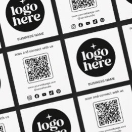 Minimalist Business Logo QR Code Social Media Fyrkantigt Visitkort