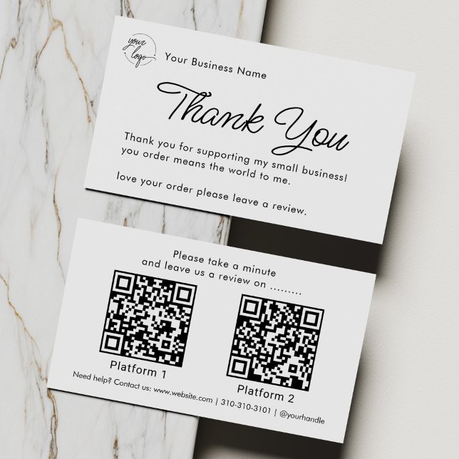 Minimalist Business Thank You with Review QR Code Visitkort (Skapare uppladdad)