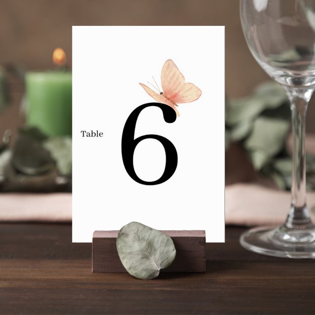 Minimalist Butterfly Wedding Table Number Card Bordsnummer (Skapare uppladdad)