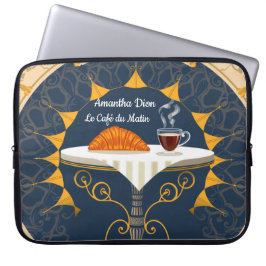 Minimalist Café au Lait French Typography Laptop Fodral