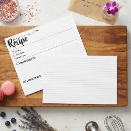 Minimalist Calligraphy Blank Recipe Card Two Sided