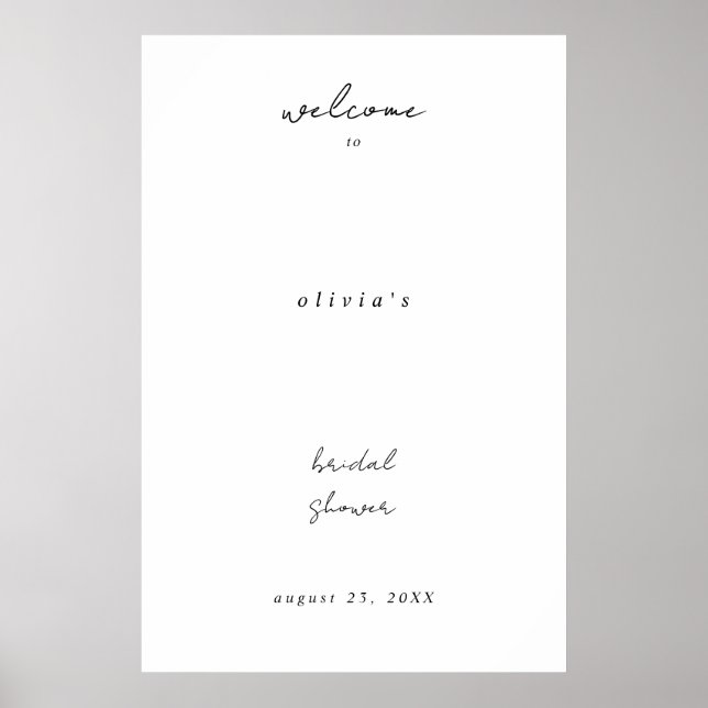 Minimalist Calligraphy Bridal Shower Welcome Poster (Framsidan)