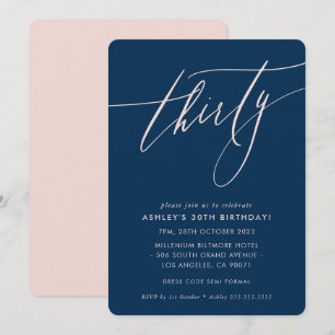 MINIMALIST Calligraphy chic 30:e party-flottan   Inbjudningar