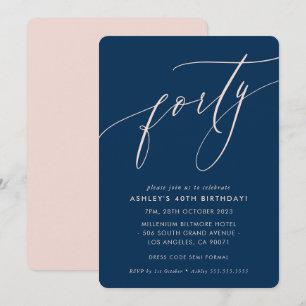 MINIMALIST Calligraphy chic 40:e party-flottan Inbjudningar