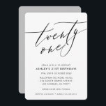 MINIMALIST Calligraphy chic snyggt 21:a födelsedag Inbjudningar<br><div class="desc">genom kat masard / WWW.SIMPLYSWEETPAPERIE.COM Kärlek,  men vill se vissa förändringar - ett annat färg-schema,  produkt,  foto eller anpassad för ett annat tillfälle - inga bekymmer bara kontakta mig,  kat@simplysweetPAPERIE.com Jag är lycklig för att hjälpa till!</div>