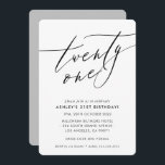 MINIMALIST Calligraphy chic snyggt 21:a födelsedag Inbjudningar<br><div class="desc">genom kat masard / WWW.SIMPLYSWEETPAPERIE.COM Kärlek,  men vill se vissa förändringar - ett annat färg-schema,  produkt,  foto eller anpassad för ett annat tillfälle - inga bekymmer bara kontakta mig,  kat@simplysweetPAPERIE.com Jag är lycklig för att hjälpa till!</div>