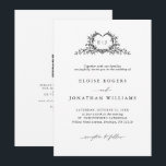 Minimalist Calligraphy Crest QR Code Chic Wedding Inbjudningar<br><div class="desc">A refined wedding invitation featuring elegant calligraphy and modern typography arranged in a clean minimalist layout. The delicate botanical crest monogram adds a timeless and romantic touch while maintaining a chic, contemporary style. The reverse side includes a convenient QR code so guests can instantly access your wedding website for RSVP,...</div>