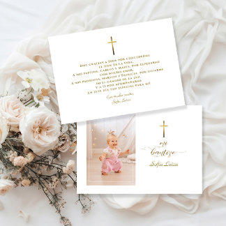 Minimalist Calligraphy Gracias Con Oración Bautizo Tack Kort