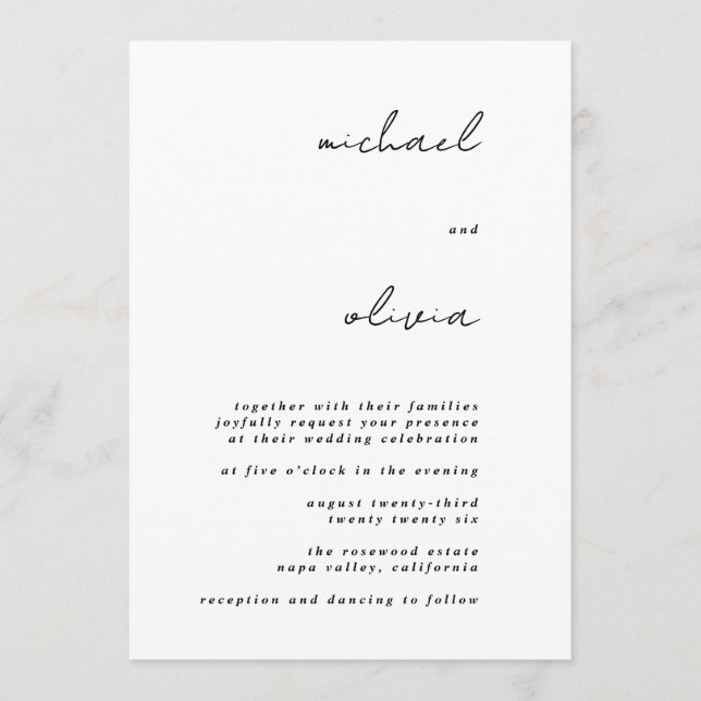 Minimalist Calligraphy Wedding Invitation Inbjudningar (Framsida)