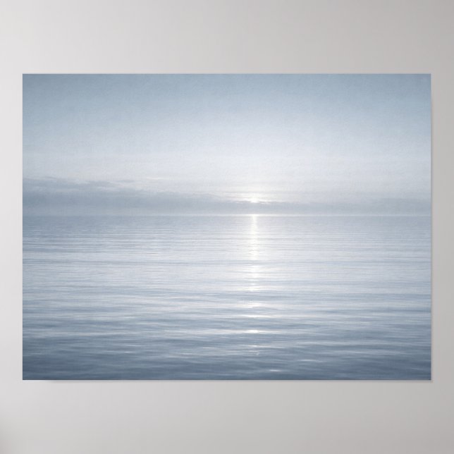 Minimalist Calm Blue Ocean Horizon Sun Reflection  Poster (Framsidan)