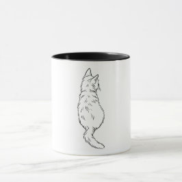 Minimalist Cat Back View Line Art Mugg