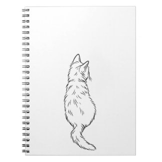 Minimalist Cat Back View Line Art Notebook Anteckningsbok