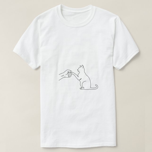 Minimalist Cat Fist Bump Line Art Men’s T-Shirt (Design framsida)