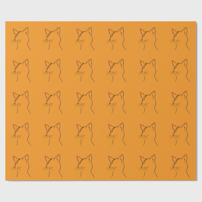 Minimalist Cat Lightning Bolt Line Art Modern Simp Presentpapper (Platt)