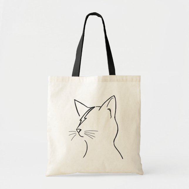 Minimalist Cat Lightning Bolt Line Art Modern Simp Tygkasse (Framsidan)