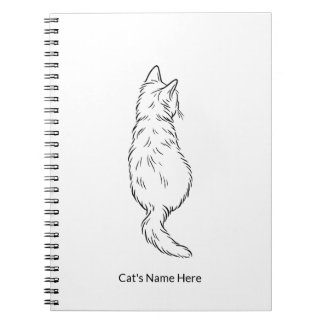 Minimalist Cat Line Art Personalized Name Notebook Anteckningsbok
