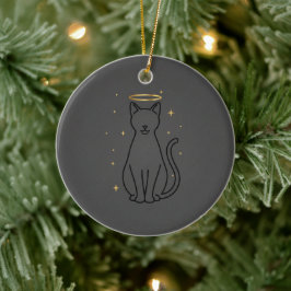 Minimalist Cat Silhouette Christmas Julgransprydnad Keramik