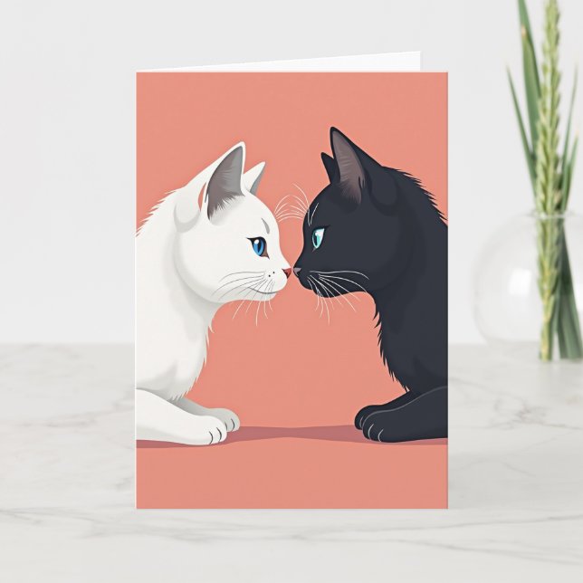 Minimalist Cats Love Card Kort (Framsida)