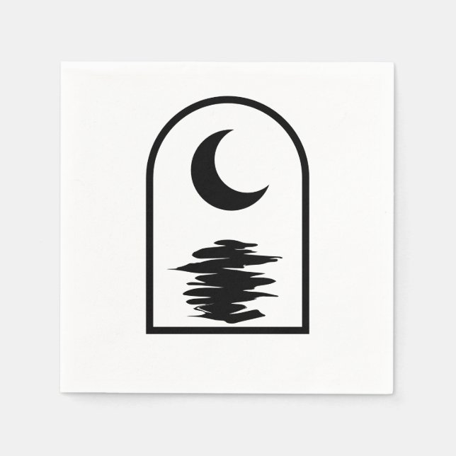 Minimalist Celestial Moon and Water Pappersservett (Framsidan)