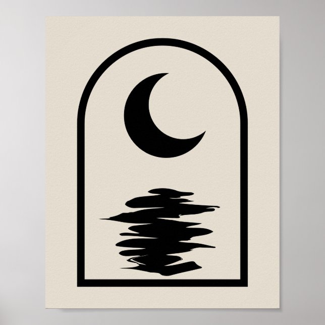 Minimalist Celestial Moon and Water Poster (Framsidan)