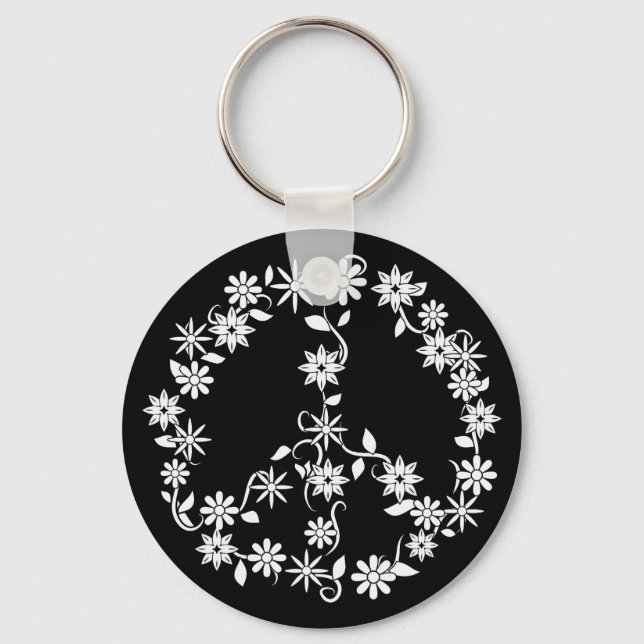 Minimalist Celestial Starburst Peace Sign Nyckelring (Framsida)