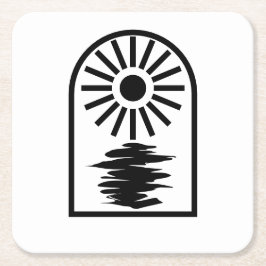 Minimalist Celestial Sun and water Underlägg Papper Kvadrat