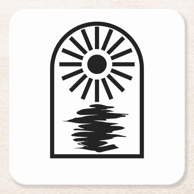 Minimalist Celestial Sun and water Underlägg Papper Kvadrat (Framsidan)