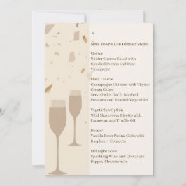 Minimalist Champagne Party Menu | Elegant Beige Inbjudningar