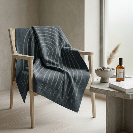 Minimalist Charcoal Blue Arch Line Art Quiet Luxur Fleecefilt