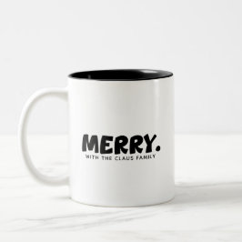 Minimalist Cheer: Personalized "MERRY." Statement Två-Tonad Mugg