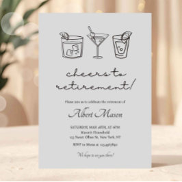 Minimalist Cheers to Retirement Cocktail Inbjudningar