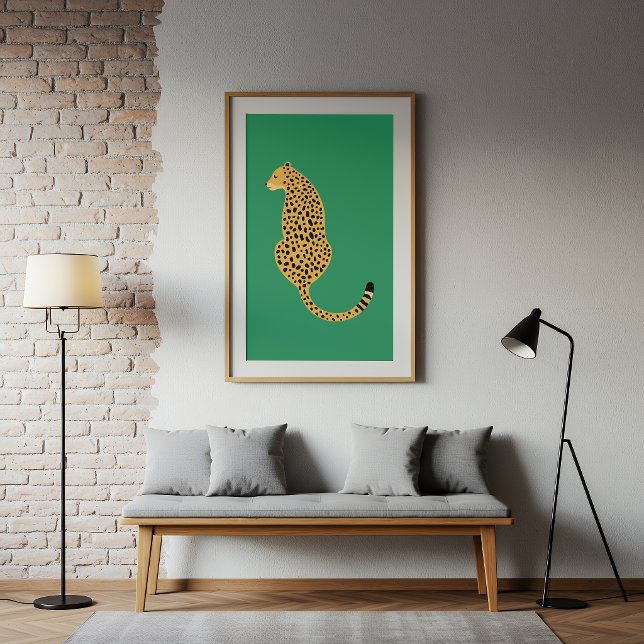 Minimalist Cheetah Illustration Green  Poster (Skapare uppladdad)