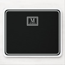 Minimalist Chic Black Monogram Double Boarder