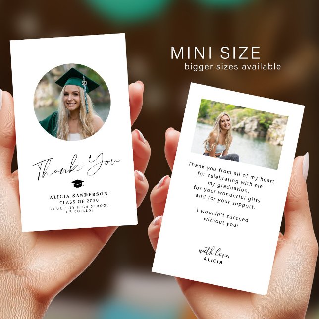 Minimalist chic modern photo graduation thank you anteckningskort (This is a small note card. Available in bigger sizes)