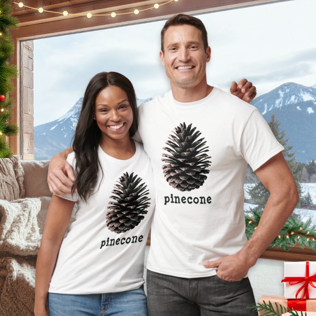 Minimalist Chic Rustic Pinecone Christmas T Shirt (A Christmas t-shirt with simple, minimalist pinecone design)