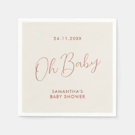 Minimalist Chic Script ivory Oh Baby Shower Pappersservett