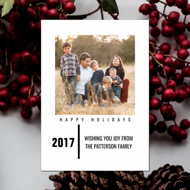 Minimalist chic svart för helgdagfotokort | julkort (Black Minimalist Chic Holiday Photo Card)
