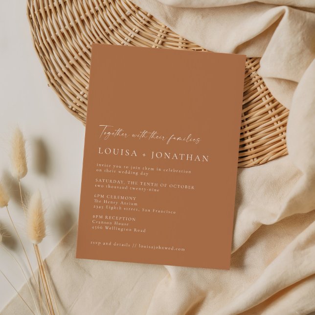 Minimalist Chic Terracotta Script Photo Wedding Inbjudningar (Skapare uppladdad)
