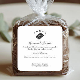 Minimalist Chocolate Logo Bakery Ingredient Label Fyrkantigt Klistermärke