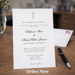 MINIMALIST Christian Cross Formal Church Wedding Inbjudningar
