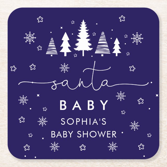 Minimalist Christmas Baby Shower Underlägg Papper Kvadrat (Framsidan)