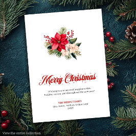 Minimalist Christmas Bouquet Holiday Greeting Card Julkort