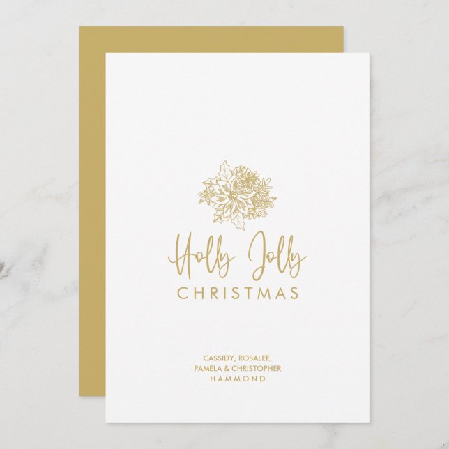 Minimalist Christmas Bouquet Script Calligraphy  Julkort (Fram/baksida)