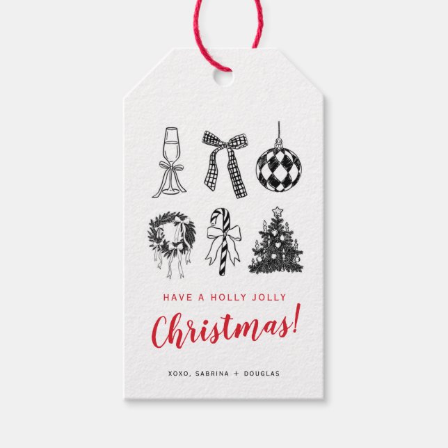 Minimalist Christmas Calligraphy Gift Tag Presentetikett (Framsidan)
