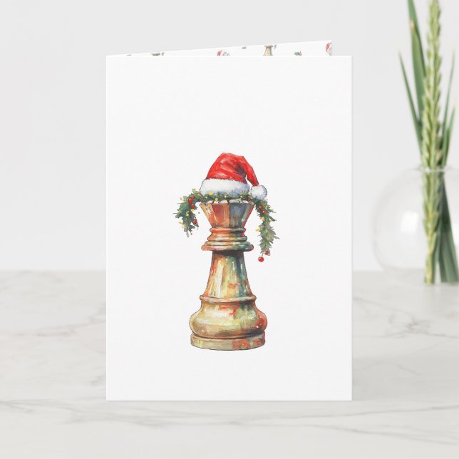 Minimalist Christmas Chess Card – Water King Helgkort (Framsida)