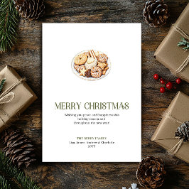 Minimalist Christmas Cookies Card With Gold Accent Julkort