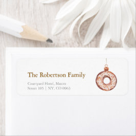 Minimalist Christmas Donut Ornament Returadress Etikett