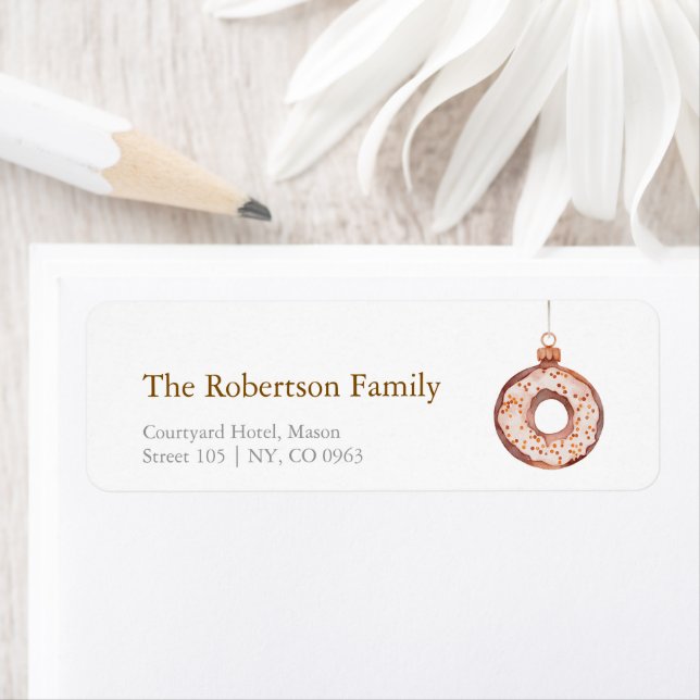 Minimalist Christmas Donut Ornament  Returadress Etikett (Insitu)