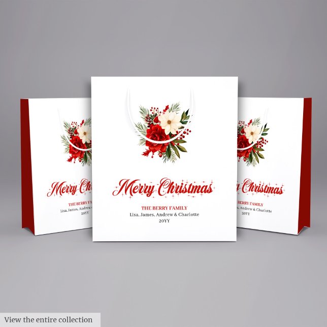 Minimalist Christmas Flowers Custom Name Gift Bag (Minimalist Christmas Flowers Custom Name Gift Bag

)
